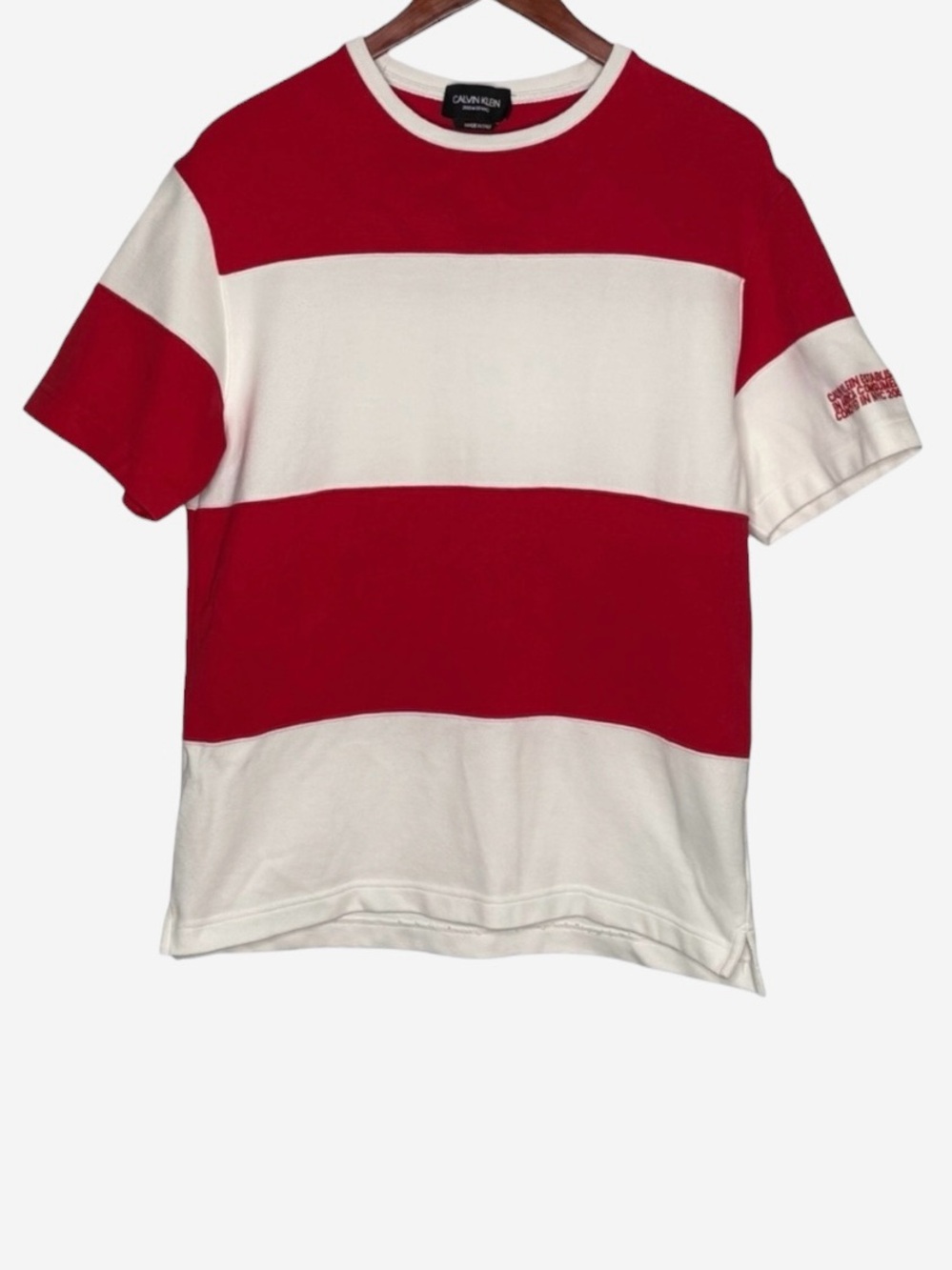 Calvin Klein 205W39NYC x Raf Simons Red White Striped Shirt Size S Thick Cotton